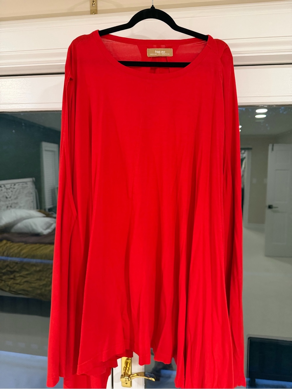 Free People Red Long Sleeve Swing Dress